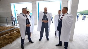 Lukashenko en la región de Pétrikov